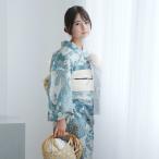 浴衣 子供 女の子 ひよこ商店 ジュニア 浴衣3点セット 青碧色に菊爛漫 浴衣セット(ゆかた・帯・下駄)140cm 150cm 小柄 小学生 中学生 レトロ キッズ ●