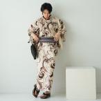 浴衣 メンズ セット ニコアンティーク 浴衣3点セット 砂色にぼかし焦げ茶の龍男 紳士 男性 選べるM/Lサイズ 日本製綿角帯 浴衣セット（ゆかた・帯・下駄）