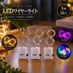 電池式 LEDワイヤーライト 1m 10灯 3色選択 スイッチ付き ジュエリーライト シルバーワイヤー イルミネーション 電飾 DIY 間接照明 店舗