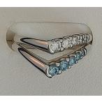 プラチナ Pt950 ダイヤモンド0.25ct ブルーダイヤ0.26ct オリジナル  W′collectionオリジナルリング  可愛い エレガント サムシングブルー お洒落