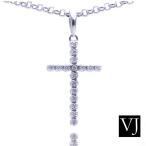 VJ【ブイジェイ】 18K ホワイトゴールド ダイヤモンド クロス ペンダント 18kチェーンセット [18金 テニス　ネックレス デザイナー　ブランド 女性 オリジナル]