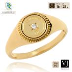 VJ[bi J ]18 золотой мужской кольцо желтое золото 18k[Master Piece бриллиант монета ] кольцо [16 номер ~25 номер ] [k18 печатка медаль ювелирные изделия узор ]