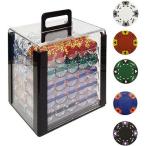 Trademark Poker 1000 14 Gram Tri-Color Ace/King Clay Poker Chips with Acrylic Case