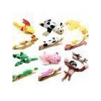 6pc Set of Slingshot Flingshot Flying Animals with Sound Monkey Pig Chicken Cow Duck Frog ぬいぐる