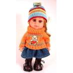 8 inch mini girl doll with woollen jumper and hat and denim skirt 人形 ドール