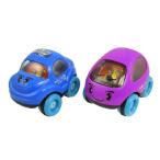 Como Kids Playing Fuchsia Blue Plastic Four Wheels Pull Back Speed Up Cartoon Car Toy 2 Pcsミニカ