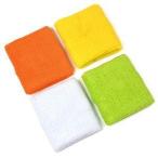 4 pair of COSMOS ? Yellow/Orange/White/Light Green cotton sports basketball wristband / sweatband