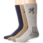 Browning Hosiery Men's Casual Work Crew Socks-Pack of 3 Denim/Khaki/Black Large