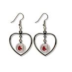MLB Boston Red Sox Mini Baseball Heart Dangler Earrings