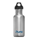 Pura 0.6L Stainless Steel Water Bottle with Stainless Loop Cap Natural