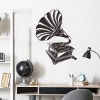  настенный стикер музыка модный Monotone монохромный чёрный retro античный ребенок часть магазин стикер wall наклейка интерьер смешанные товары музыка . патефон vr02688