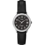 Timex Women's T2N525 Indiglo Leather Strap Watch, Black/Silver-Tone/Black