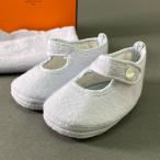 1a27 { прекрасный товар }HERMES Hermes PAIRE DE CHAUSSONS PIF baby First обувь шланг вышивка голубой 