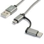 Type-C&MicroUSB 2IN1¥±¡¼¥Ö¥ë ¥°¥ì¡¼ TYPEC2IN1-GY