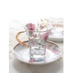 ガラスカップ＆ソーサー フラワーピオニー  おしゃれ かわいい フラワー 花柄 引き出物  食器 レース ギフト プレゼント
