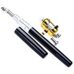  pen type fishing rod mobile fishing rod reel set black flexible pocket fishing rod _