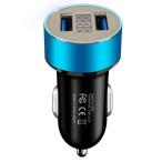 【並行輸入品】USB2ポート カーチャージャー ブルー シガーソケット スマホ 合計3.1A 急速充電 電圧計 車載 12V 24V _