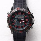 腕時計 メンズ メンズ腕時計 HPFS1702-BKRD2 アナデジ デジアナ アナログ&amp;デジタル クロノグラフ 防水 ダイバーズウォッチ風