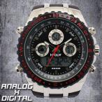 腕時計 メンズ メンズ腕時計 HPFS584-BKRD アナデジ デジアナ アナログ&amp;デジタル クロノグラフ 防水 ダイバーズウォッチ風