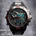 腕時計 メンズ メンズ腕時計 HPFS622-BKRD アナデジ デジアナ アナログ&amp;デジタル クロノグラフ 防水 ダイバーズウォッチ風