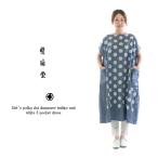 快晴堂 カイセイドウ Girl’s水玉ダンガリーのインディゴとホワイト5ポケットワンピース 42OP-17