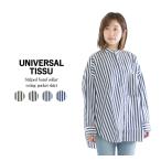 UNIVERSAL TISSU ユニバーサルティシュ ストライプバンドカラースウィングポケットシャツ UT220SH005○