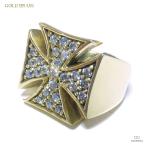 Yahoo! Yahoo!ショッピング(ヤフー ショッピング)メンズ 指輪 / クロス・パティ/クロス・フォーミー 全面ジルコニア仕上げ ゴールドブラス（真鍮） リング