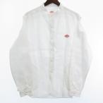 ダントン DANTON 美品 近年モデル バンドカラーシャツ リネンクロス ノーカラー 長袖 白 ホワイト 40 約M ■ECS メンズ