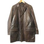 アリストクラティコ ARISTOCRATICO レザージャケット リアルレザー 本革 テーラード 3B イタリア製 茶 ブラウン TG44 メンズ