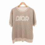 ディオール Dior サマーニット Tシャツ カットソー 半袖 ロゴプリント L ベージュ /TZ 1108 ★AA☆ メンズ