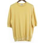 エルメス HERMES 美品 カシミヤ混 ニット セーター イタリア製 半袖 ? イエロー L メンズ