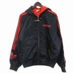 アディダスオリジナルス adidas originals DESCENTE デサント期 AA-3021 ナイロンジャケット ブルゾン パーカー 黒系 ブラック レッド L メ