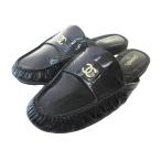 シャネル CHANEL パテント サンダル ミュール ココマーク ブラック 黒 36C 23cm レディース