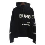 ショッピングBURBERRY バーバリー BURBERRY 美品 8040767 HORSEFERRY PRINT COTTON OVERSIZED HOODIE ホースフェリー パーカー フーディ 黒 ブラック S ☆AA★ メ