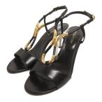 セルジオロッシ Sergio rossi 美品 サンダル ミュール ピンヒール ストラップ レザー 35.5 黒 ブラック レディース