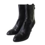 ショッピングVUITTON ルイヴィトン LOUIS VUITTON ショートブーツ レザー サイドジップ ハイヒール ブラック 黒 38 24.5cm レディース