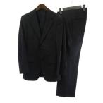 グッチ GUCCI スーツ セットアップ ウール シルク 裏地インターロッキング 総柄 シングル ストライプ 黒 ブラック 44R メンズ