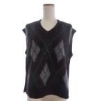 ショッピングzara ザラ ZARA ベスト ジレ ニット アーガイル Vネック S ボルドー レディース