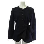 アルマーニ コレツィオーニ ARMANI COLLEZIONI 6XMG64 MJTEZ ジャケット チェック リボン 42 ネイビー 紺  レディース