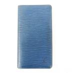 【中古】ルイヴィトン LOUIS VUITTON ポルトカルト クレディ 長札入れ 長財布 二つ折り レザー ウォレット M63215 トレドブルー 青系 【ベクトル 古着】
