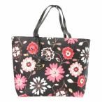 ケイトスペード KATE SPADE トートバッグ 肩掛け PVC 花柄 フラワー ロゴ プレート 黒 ブラック ピンク 鞄 レディース