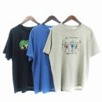 モンベル Montbell 3点セット Tシャツ カットソー 半袖 クルーネック プリント 紺 青 ネイビー グレー ブルー XL メンズ