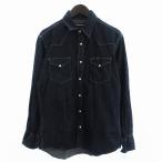 ユニクロ UNIQLO 90s ヴィンテージ オールド デニムシャツ 長袖 紺タグ インディゴ 濃紺 ダークネイビー M メンズ