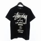 ステューシー STUSSY 美品 WORLDTOUR Tシャツ カットソー 半袖 両面プリント コットン 黒 ブラック S メンズ