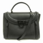サルヴァトーレフェラガモ Salvatore Ferragamo ガンチーニ 2WAY ショルダーバッグ ハンド 編み込み レザー 黒 ブラック 鞄 ☆AA★ レディ
