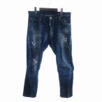 ディースクエアード 美品 21AW TIDY BIKER JEAN タイディー バイカー ジーンズ ダメージ加工 ペイント S74LB0873 S30342 青 48