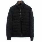 ブラックレーベルクレストブリッジ 美品 中綿ジャケット ブルゾン ジップアップ 切り替え ナイロン ニット 51N21-820-09 黒 M
