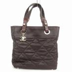 シャネル CHANEL パリビアリッツ トートPM バッグ 肩掛け チャーム付き 茶 ブラウン 鞄 レディース