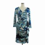  Novesrazio NOVESPAZIO платье One-piece длинный рукав колено длина kashu прохладный общий рисунок задний Zip 033-240113 синий голубой 38 женский 