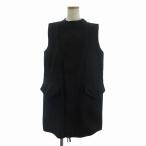 マルニ MARNI ベスト ロング ハイネック 前開き ジップアップ コットン 無地 黒 ブラック 40 ☆AA★ レディース